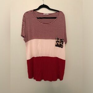 Perfectly Priscilla Red and White Stripe Blouse